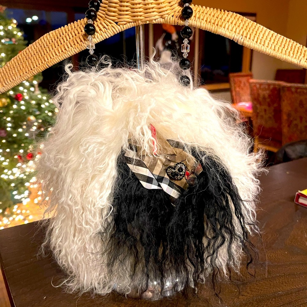 NWT - custom made Tibetan lamb & Swarovski Crystals party purse